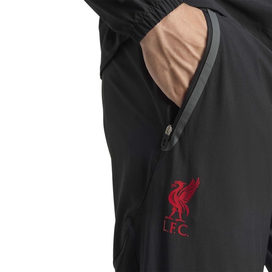 Liverpool Training Trousers Tiro 25 Competition Vis Tech Travel - Black/Strawberry Red - Men's-SoccerKits Hub | Buy Soccer Jerseys Online